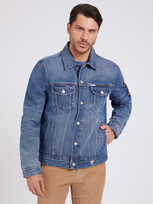 Veste En Jean Bleu Patch à L'arrière Guess