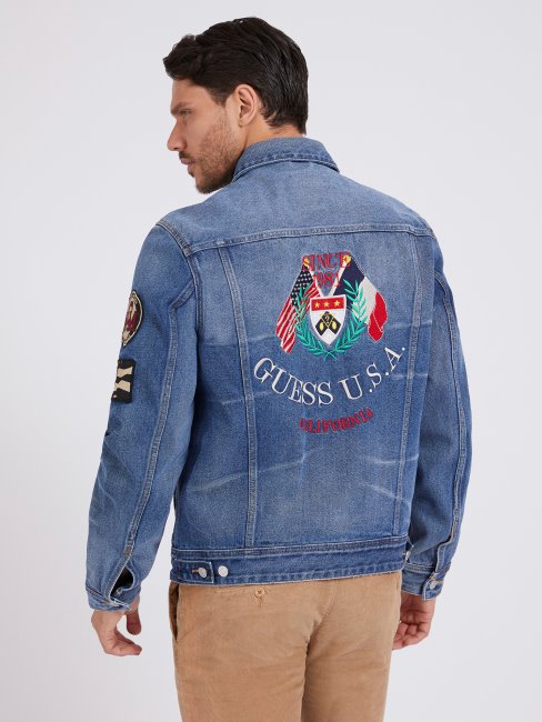 Veste En Jean Bleu Patch à L'arrière Guess
