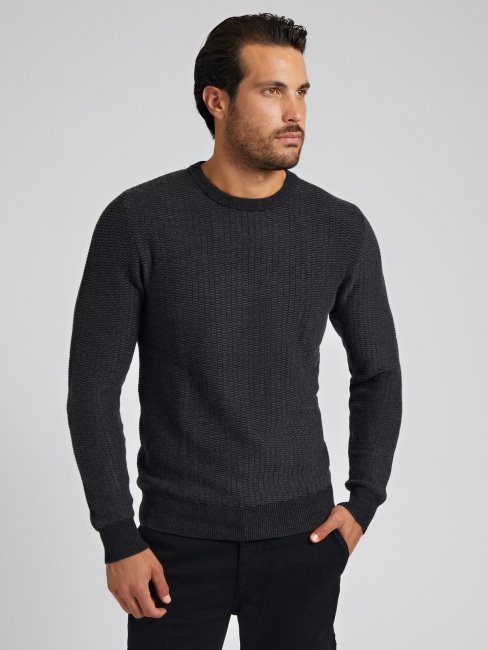 Pull En Laine Mélangée Noir Guess