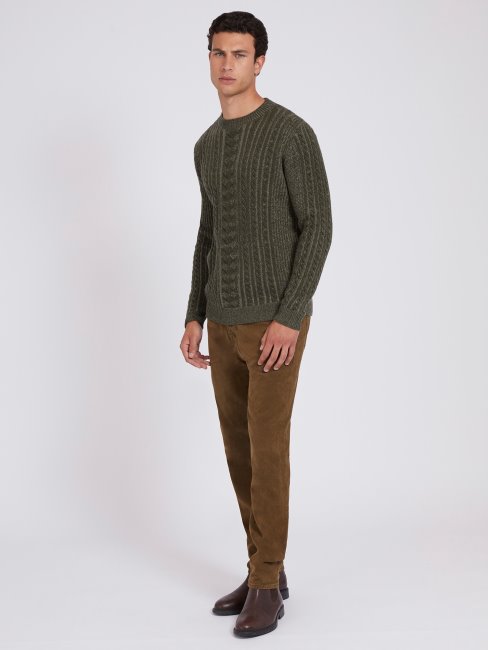 Pull Torsadé En Laine Mélangée Guess Vert