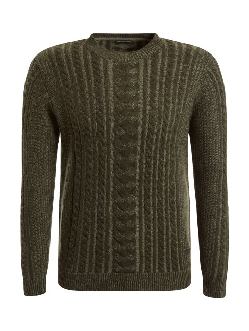 Pull Torsadé En Laine Mélangée Guess Vert