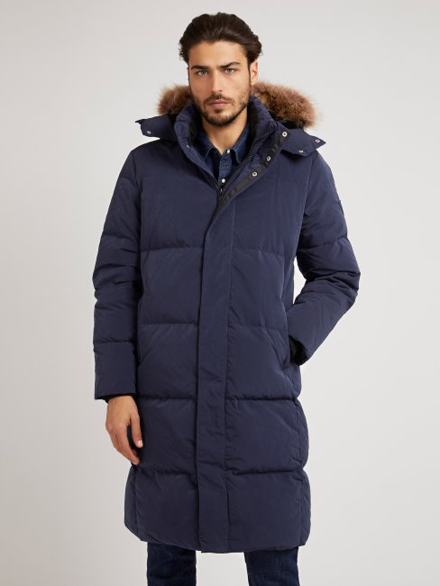 Guess Doudoune Matelassée Avec Capuche Bleu