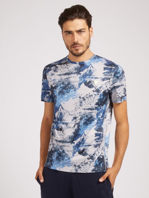 T-shirt Imprimé All Over Bleu Multi Guess