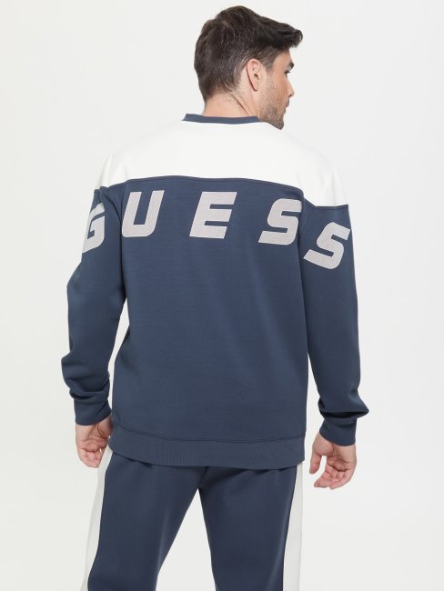 Sweat Guess Scuba Logo Bleu Dans Le Dos