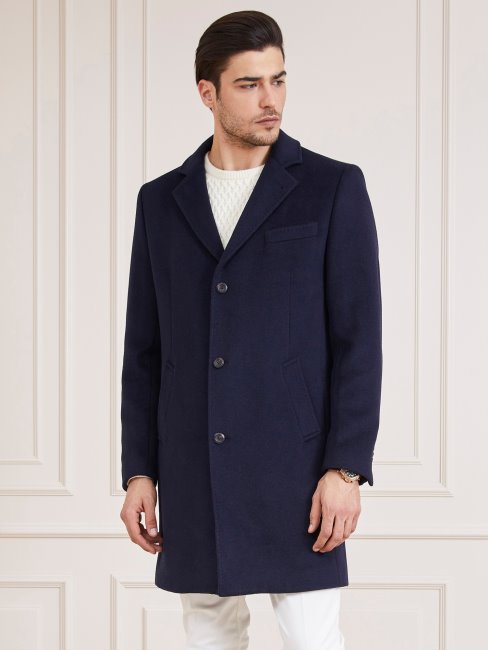 Manteau En Laine Mélangée Marciano Bleu Clair