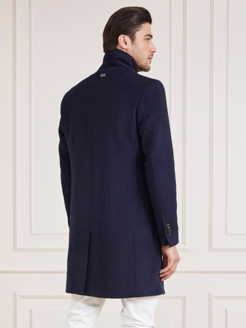 Manteau En Laine Mélangée Marciano Bleu Clair