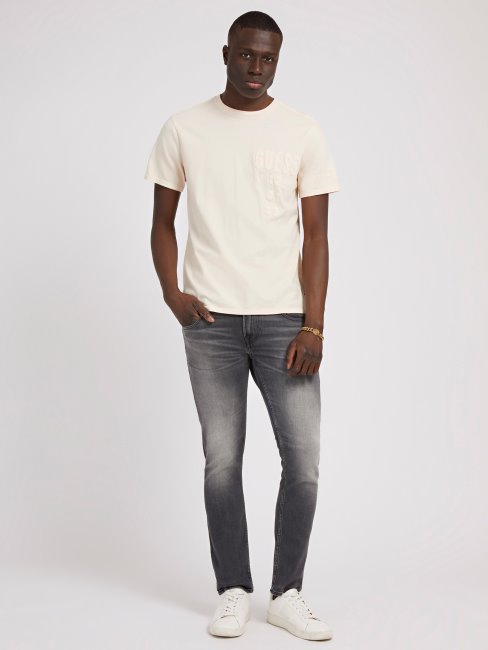 T-shirt Guess Rose à Logo Brodé Sur Le Devant