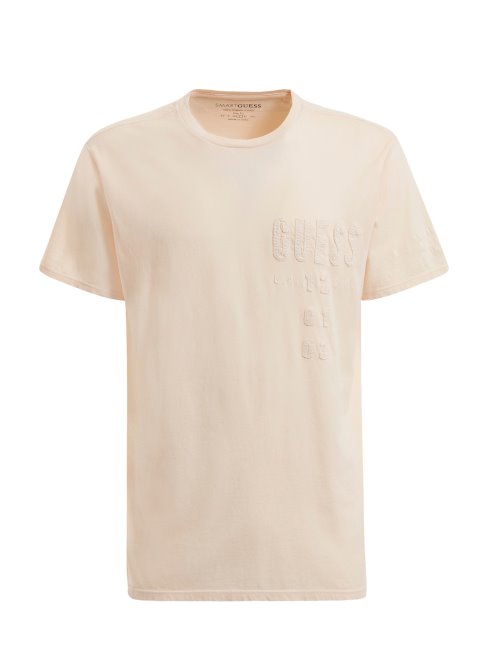 T-shirt Guess Rose à Logo Brodé Sur Le Devant