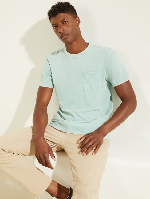 Tee Shirt Poche Devant Bleu Guess