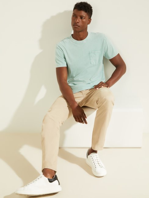 Tee Shirt Poche Devant Bleu Guess