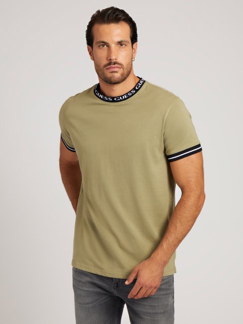 Tee Shirt Bande Logo Guess Vert