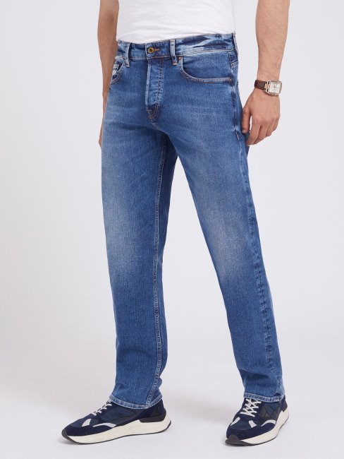 Guess Pantalon En Denim Coupe Classique Bleu