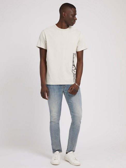 Tee Shirt Guess Gris Logo Sur Le Côté