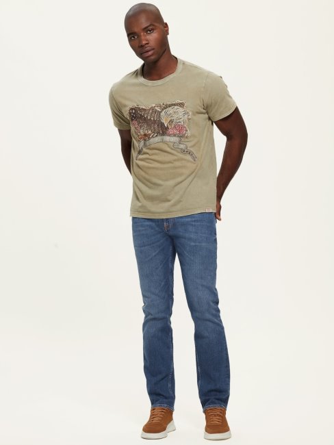 Tee Shirt Guess Vert Patch Devant