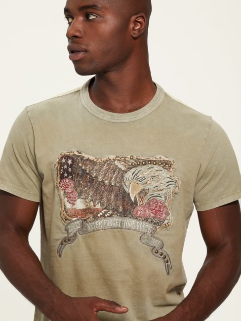 Tee Shirt Guess Vert Patch Devant