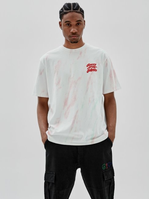 Tee Shirt Guess Logo Devant Blanc Multi