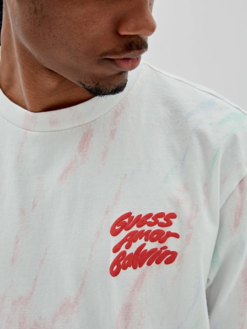 Tee Shirt Guess Logo Devant Blanc Multi