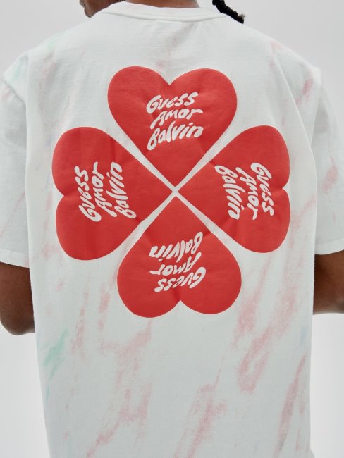 Tee Shirt Guess Logo Devant Blanc Multi