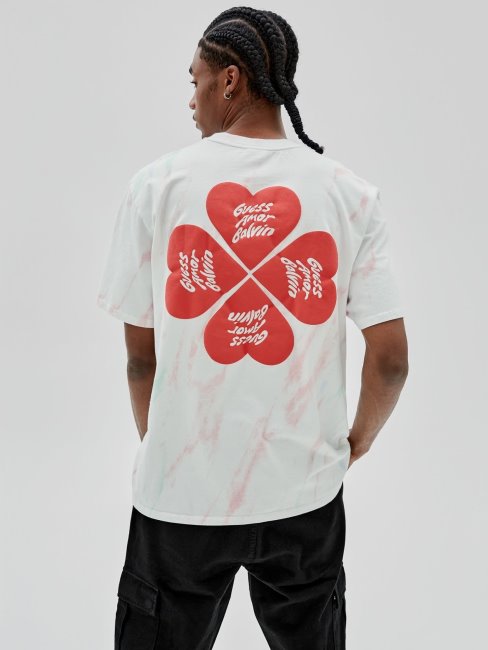 Tee Shirt Guess Logo Devant Blanc Multi