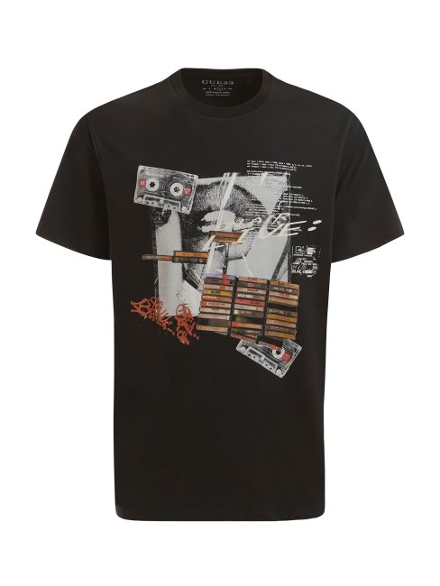 T-shirt Guess Imprimé Sur Le Devant Noir Multi