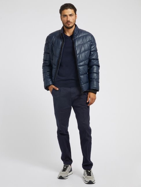 Doudoune En Simili Cuir Guess Bleu Multi