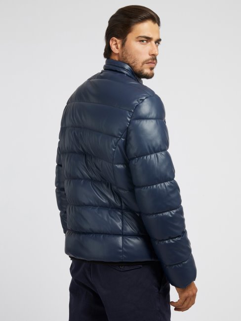 Doudoune En Simili Cuir Guess Bleu Multi