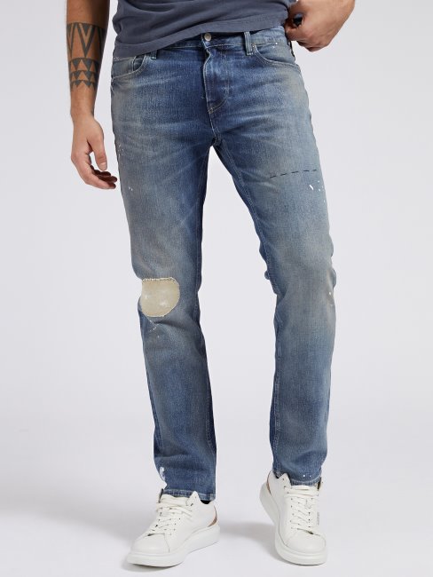 Guess Nouveau Pantalon En Jean Coupe Slim Bleu