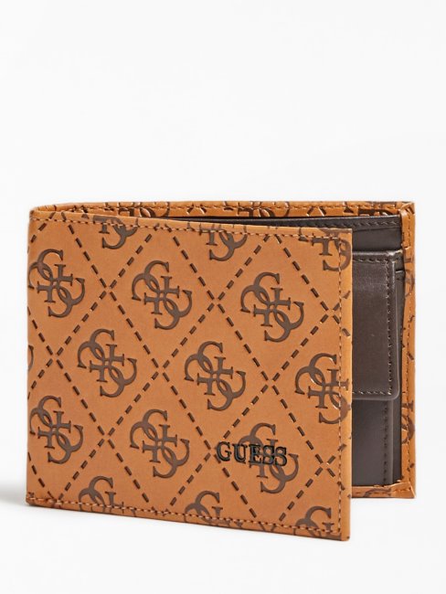 Portefeuille Guess Marron Logo 4g En Relief Vezzola
