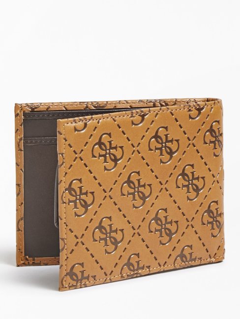 Portefeuille Guess Marron Logo 4g En Relief Vezzola