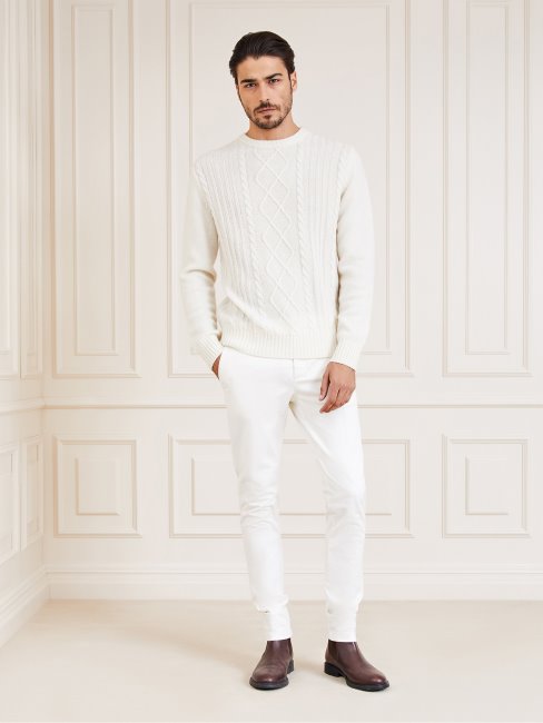 Pull Torsadé En Cachemire Marciano Crème Guess