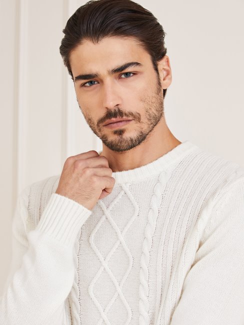 Pull Torsadé En Cachemire Marciano Crème Guess