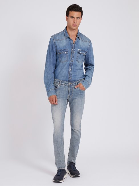 Chemise En Jean Regular Fit Guess Bleu