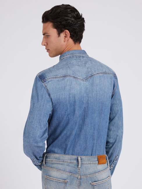 Chemise En Jean Regular Fit Guess Bleu