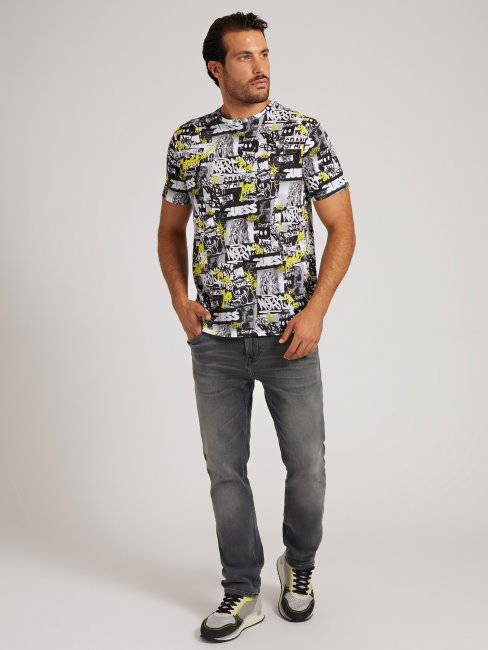 T-shirt Imprimé Guess All Over Blanc Multi