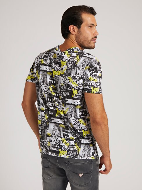 T-shirt Imprimé Guess All Over Blanc Multi