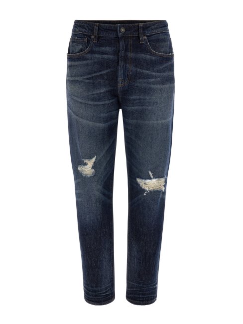 Pantalon Denim Coupe Slim Abrasions Bleu Guess