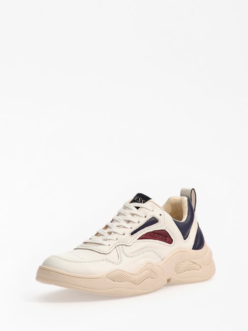 Chaussures De Course Bassano En Cuir Blanc Guess