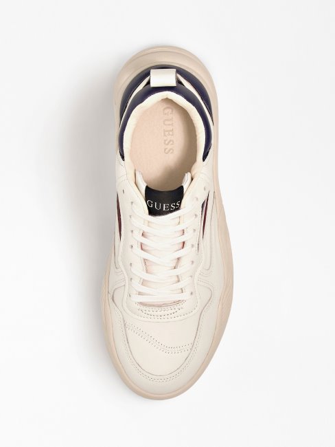 Chaussures De Course Bassano En Cuir Blanc Guess