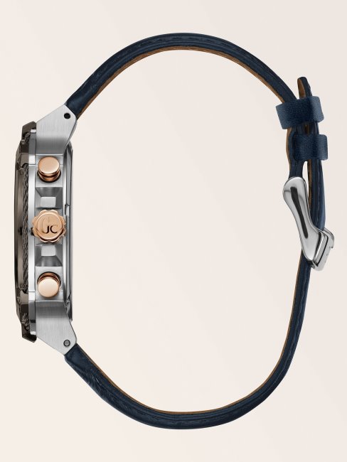 Montre Chronographe Guess Gc En Cuir Véritable Argentée