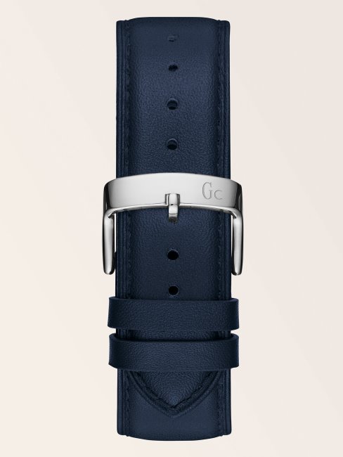 Montre Chronographe Guess Gc En Cuir Véritable Argentée