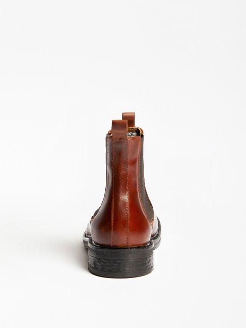 Bottes Chelsea Arco En Cuir Véritable Rouge Guess