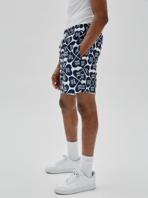 Guess Short Bleu Imprimé Sur L'ensemble