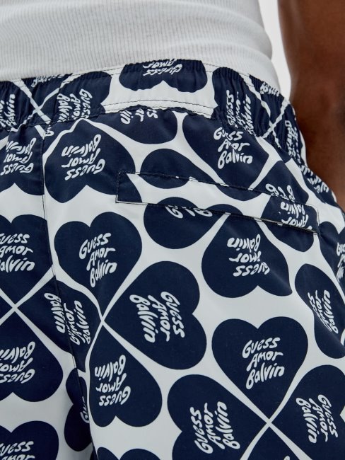 Guess Short Bleu Imprimé Sur L'ensemble