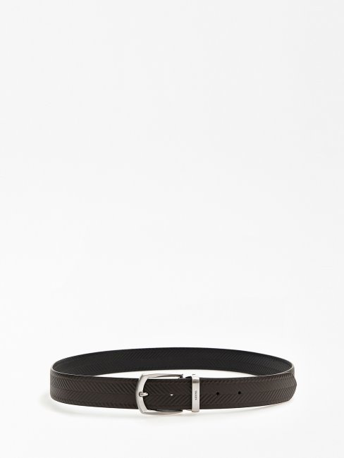 Ceinture Réversible En Cuir Véritable Guess Noir