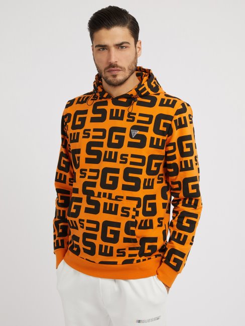 Sweat Orange à Logo Guess All Over