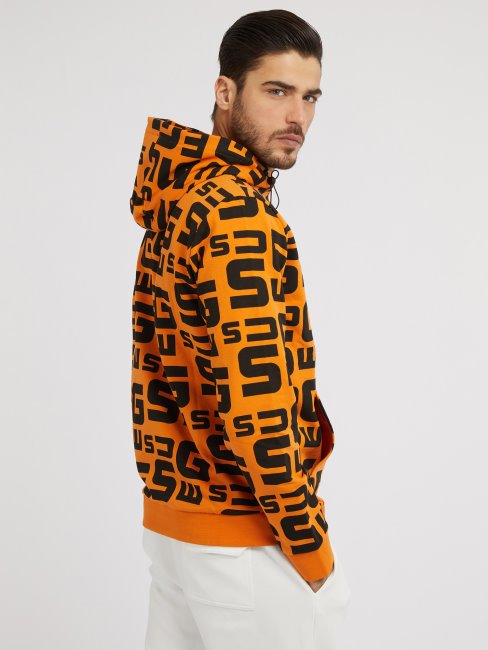 Sweat Orange à Logo Guess All Over