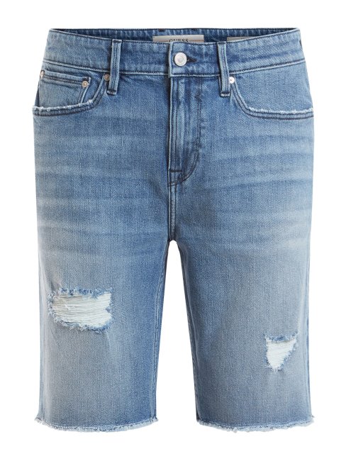 Guess Short En Jean Bleu Abrasions