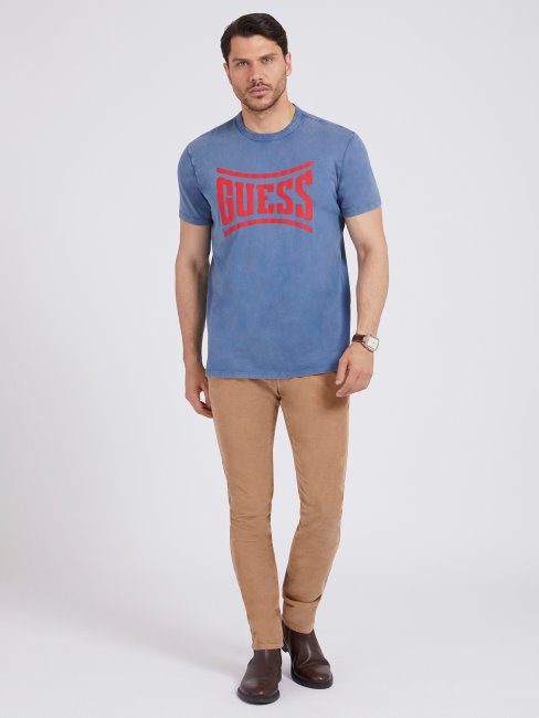 T-shirt Logo Devant Guess Bleu Nouvelle Tendance