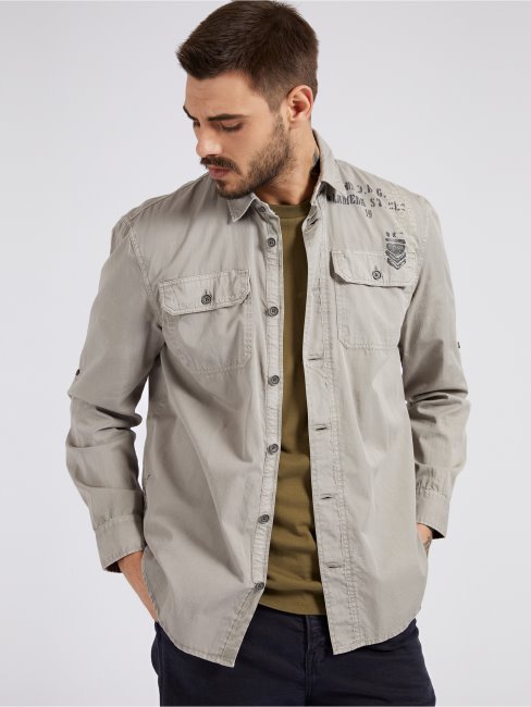 Chemise Imprimée Devant Guess Gris