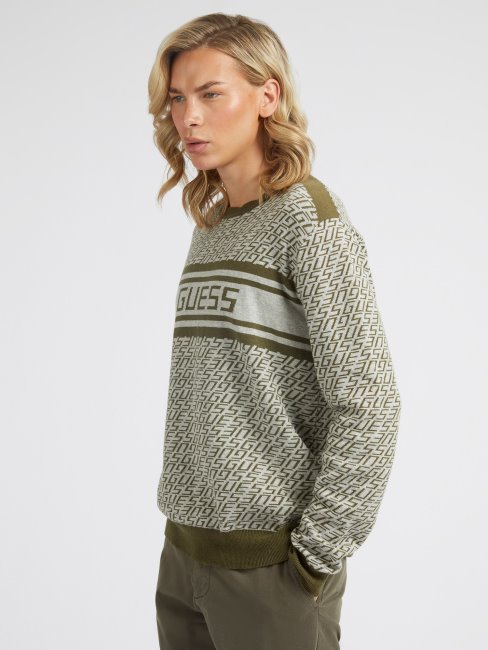 Pull à Logo Guess All Over Vert